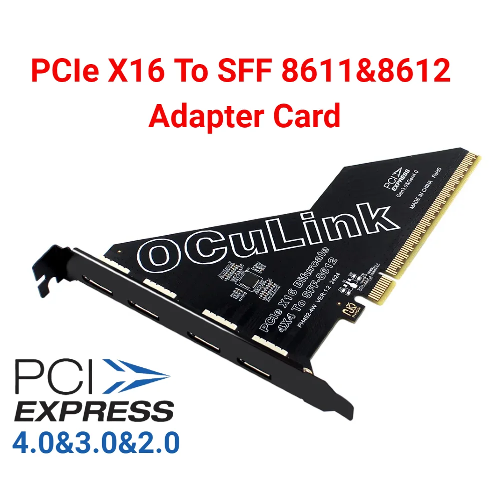 PCIe X16 zu SFF 8611 & 8612 Adapterkarte PCIe 4.0X4 zu Oculink Adapter PCle4.0 PCIe X1 SSD zu U.2 OCUlink SFF-8612 Adapterkarte