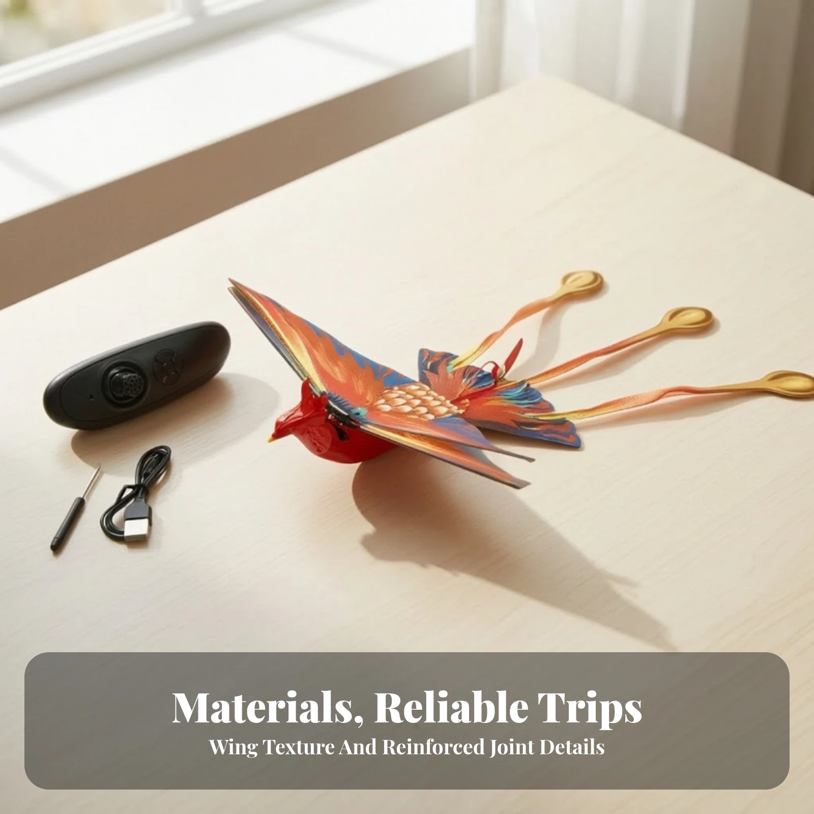 Flying Phoenix Toy Stable Wireless Control Bird Flapping-Wing Bird Wireless Flapping Wing Toy Sturdy for Children