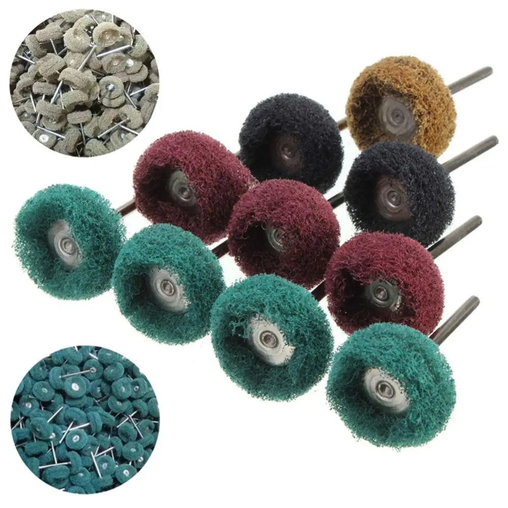 10pcs Buffing Drill Abrasive Brush Rust Remover Fiber Polishing Wheel 2.35mm Shank Nylon Fiber Grinding Head