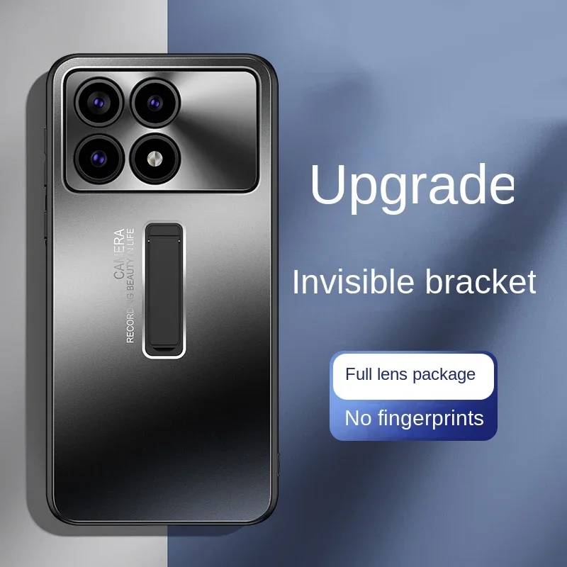 

Чехол для телефона XiaoMi 14 Ultra Poco F6 Pro с невидимым кронштейном и объективом, полная защита от падения, металлическая задняя крышка, мягкие чехлы-бамперы