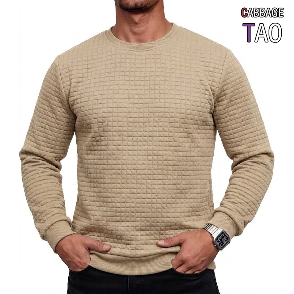 New Mens Casual Crew Neck Jumper Knit Pullover Fall Long Sleeve Thermal Shirts Winter Solid Everyday Urban Knit Tops Outerwear
