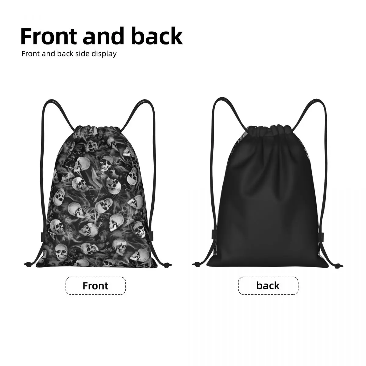 Custom Horror Gothic Skeleton Death Skull Drawstring Bag Women Men Lightweight Sports Gym Storage Backpack