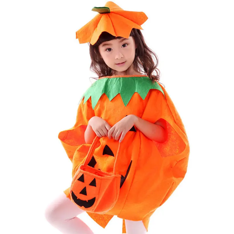 Kid Halloween Pumpkin Cosplay Costumes with Hat 2-Pieces Set Children Adult Carnival Party Outfit Clothes for Boys Girls