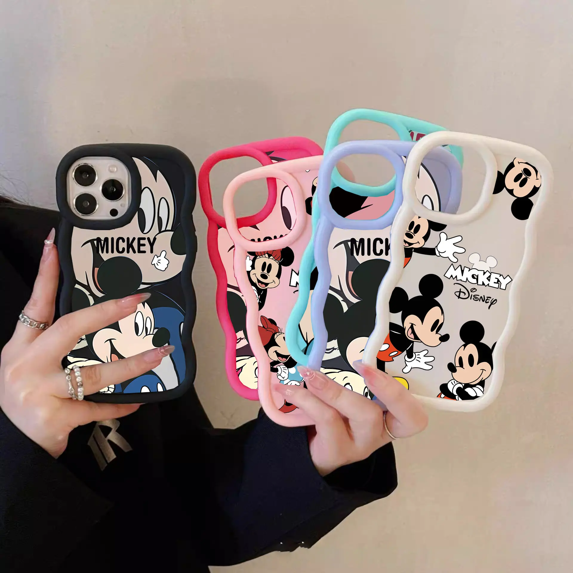 Cute Disney Mickey Minnie Mouse Case for Motorola Moto Edge 40 Neo G84 G35 G55 G14 G32 G22 E14 Cover Wavy Side Y2K Girl Funda