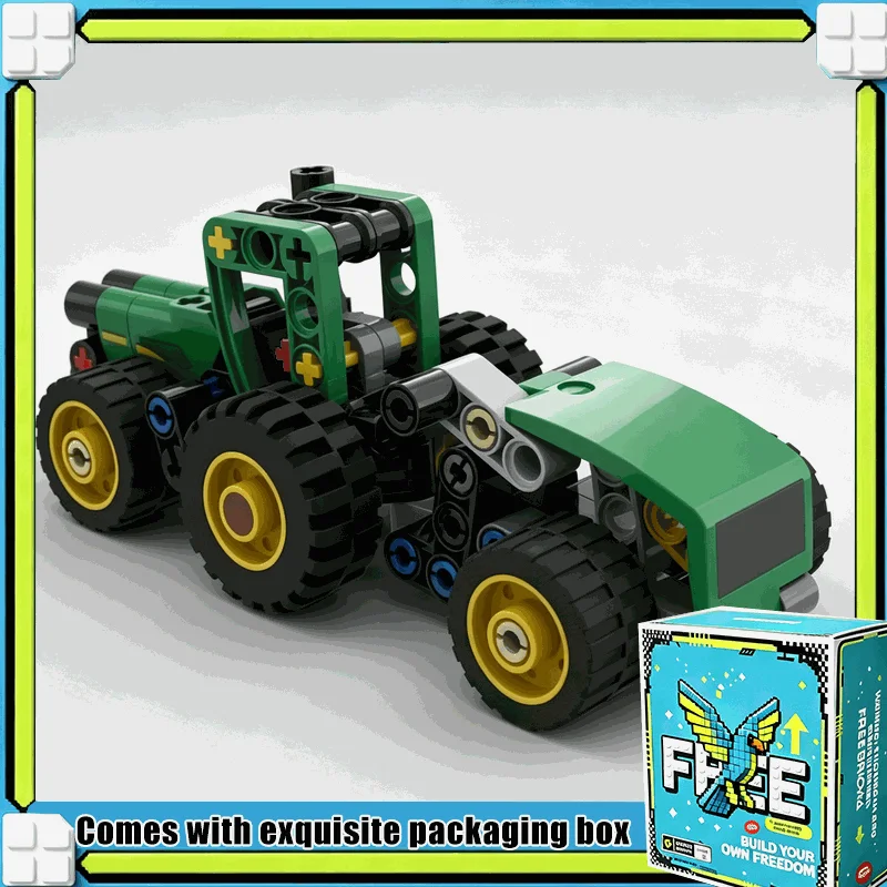 116PCS Farm Tractor With Plow And Baler MOC Building Blocks Model Custom Puzzle DIY Creative Educational Assembly Birthday Gift