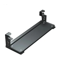 Keyboard Tray Under Desk Pull Out Keyboard & Mouse Tray with C-clamp Steady Slide-Out Computer Drawer for Typing Dark Black
