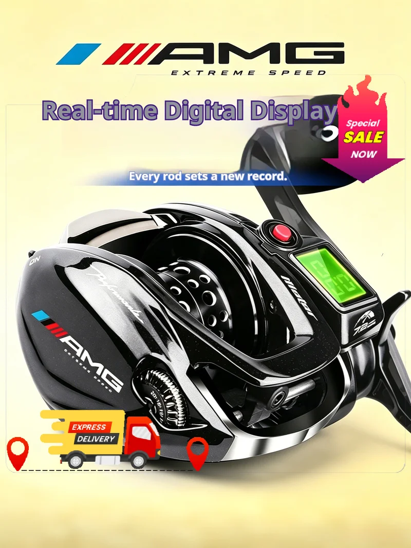 Histar Baitcasting Reel Digital Display Electronic Counting Led Backlight Raft Fishing Bridge Fishing Sea Angling