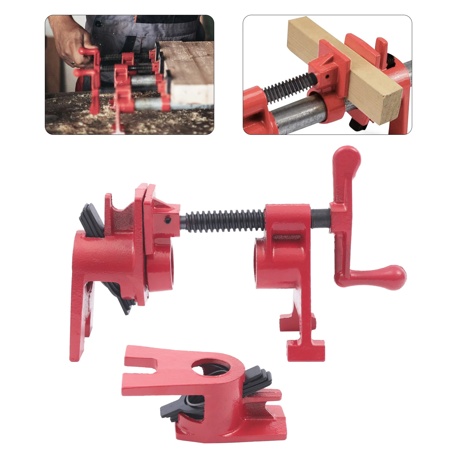 Imagem -02 - Colagem de Madeira Tubo Clamp Grupo Quick Release Bar Clamps Base Ampla para Carpintaria Heavy Duty Ferro Fundido Pack 4