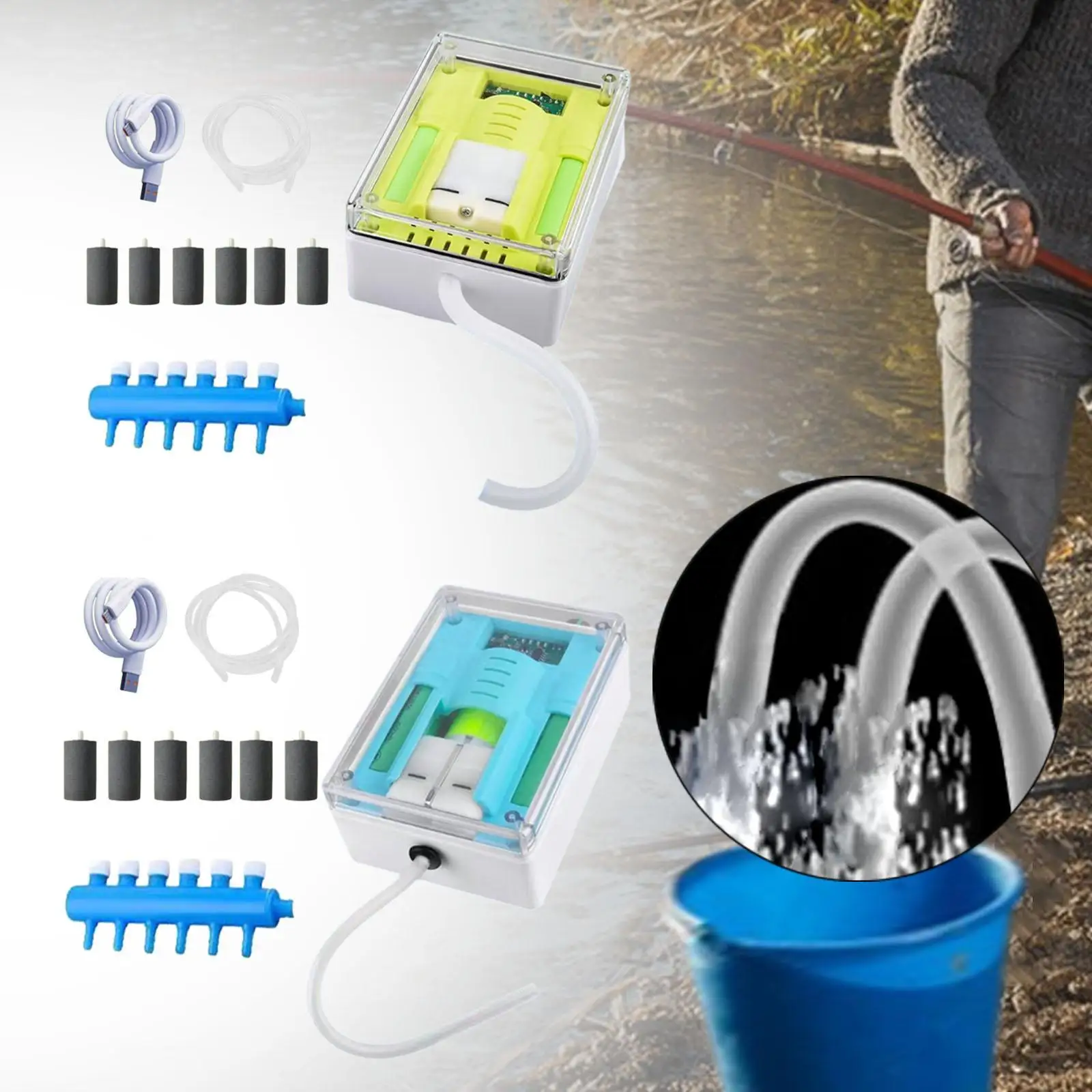 

Аквариумный воздушный насос, рыболовный инструмент, тихий перезаряжаемый практичный легкий переключатель с 6 отверстиями для аквариума, черепахи, дома, на открытом воздухе