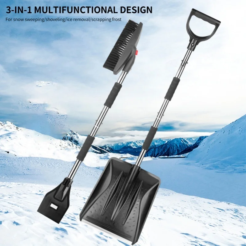 3 in1 Multi-functional and Extendable Snow Removal Shovel, Three-in-one Snow Shovel, Vehicle-mounted Snow Removal Shovel