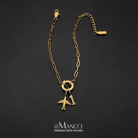 eManco Stainless Steel Bracelet Minimalist Style Airplane Fashion Charm Durable Link Chain Jewelry for Daily  Social Scenarios