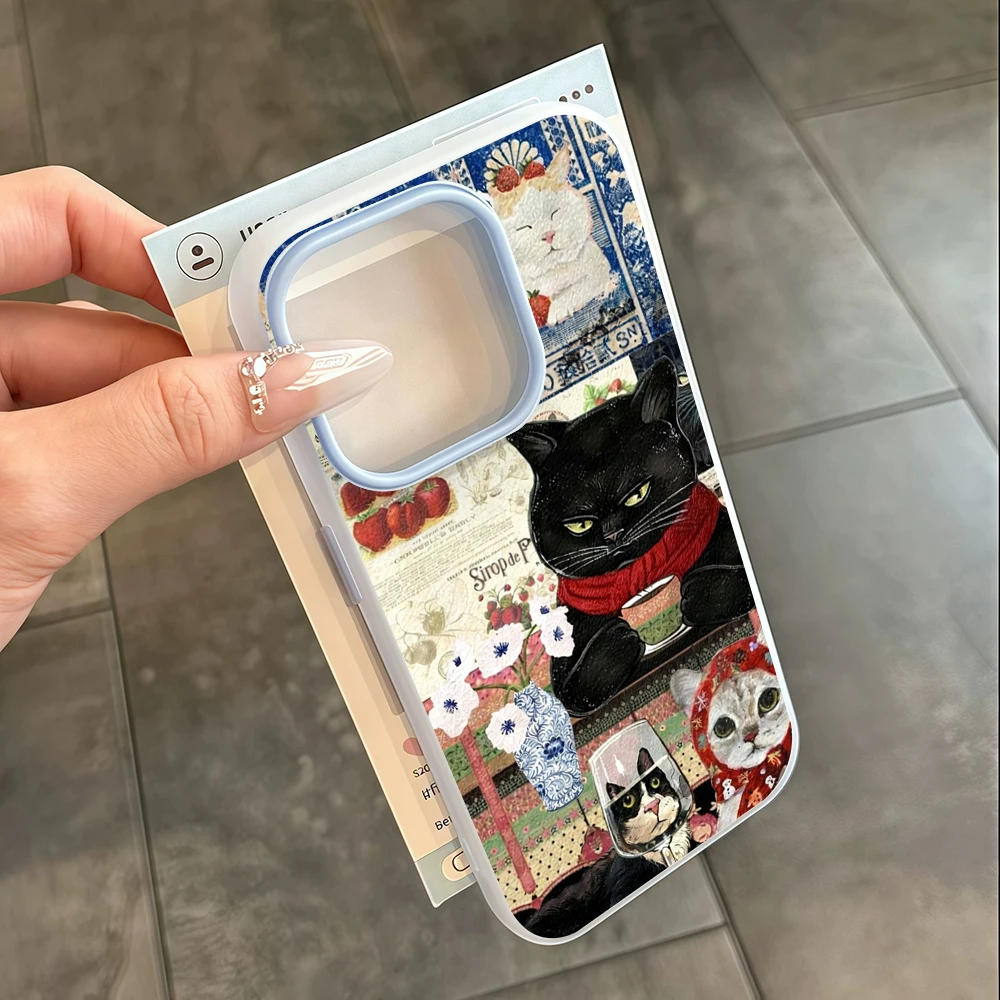 für Samsung Galaxy A16 A15 A55 A35 A36 A56 S26 S25 S24 Ultra S23 S21 S22Plus Retro Katzen-Collage Niedliche Handyhülle Silikon-Cover – Detail 6