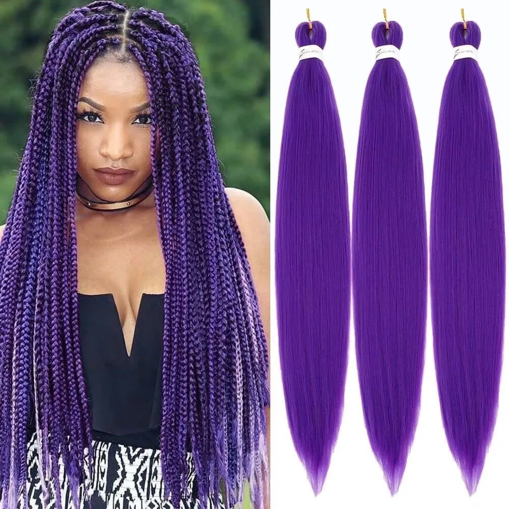 3pcs Girls Purple Long Tail Wig Party Supply Cosplay Braiding Ponytail Hair Extensions Synthetic Straight Ponytail For Women