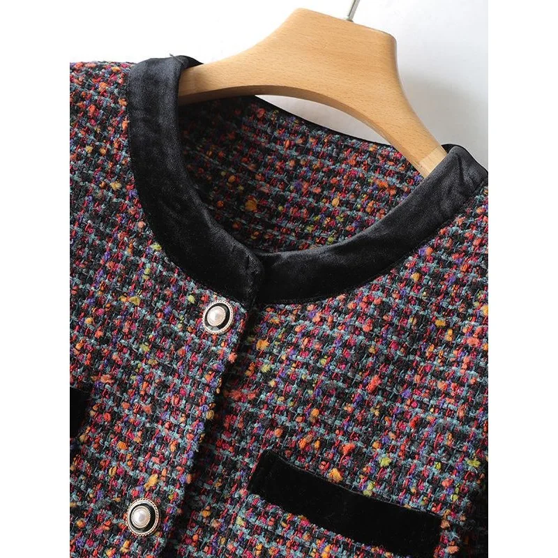 Women's spliced tweed jacket 2025 new spring/autumn small fragrance style top single breasted jacket
