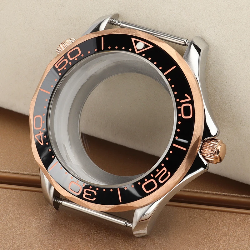41mm Silver Rose Gold Watch Cases Parts Ceramic Bezel Sapphire Glass For Mod Seamaster 300 NH34 NH35 NH36 NH38 72 Movt 31mm Dial
