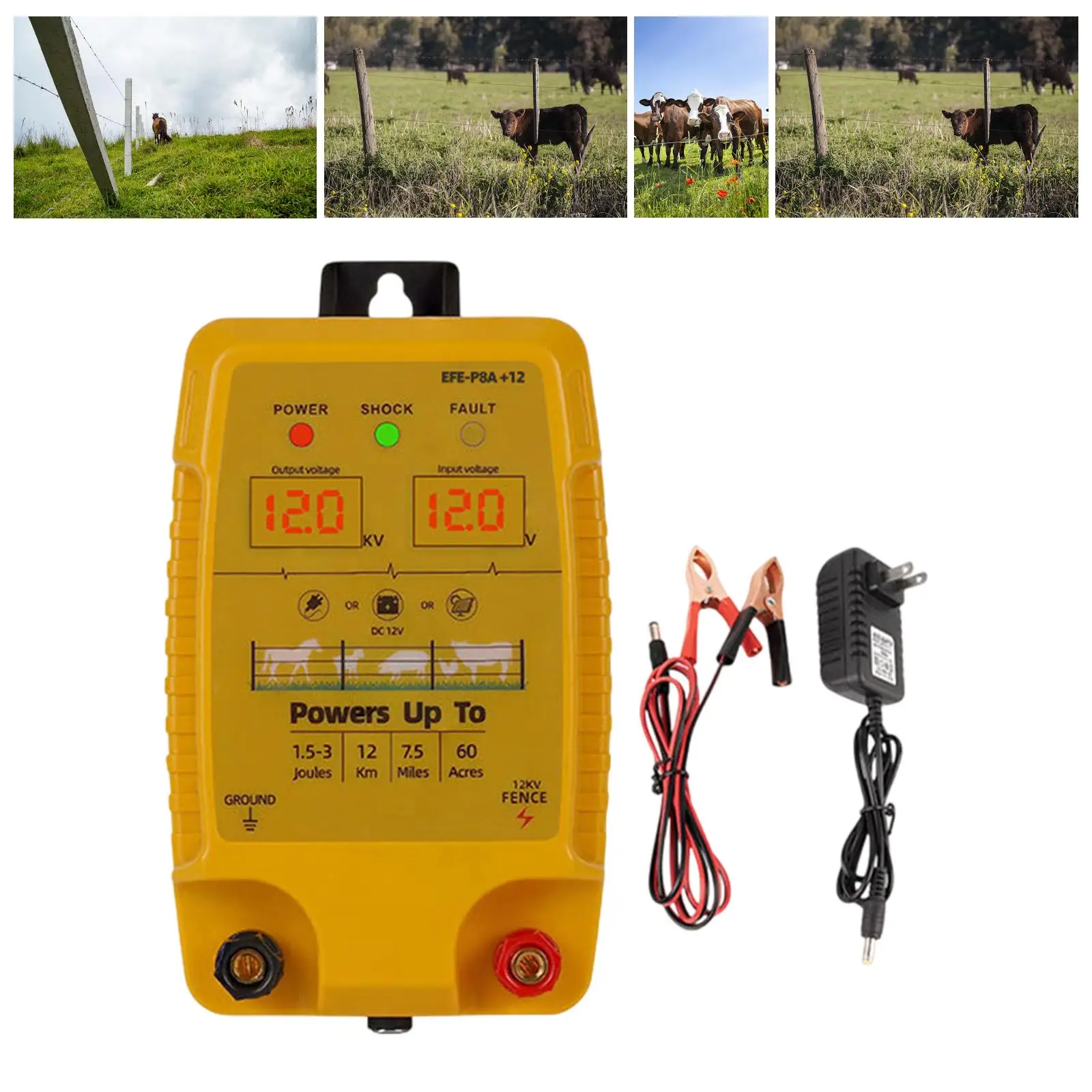 

Electric Fence Energizer Lightweight Sturdy Easy to Use Portable Electric Fence Charger for Poultry Livestock Farm Lawn Garden