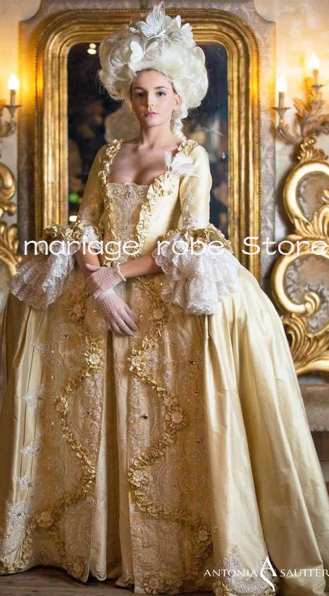 Squre Marie Antoinette victorian Prom Dresses Ruched Applique Lace-up Corset Customsized Medieval Rococo Lolita Evening Gown