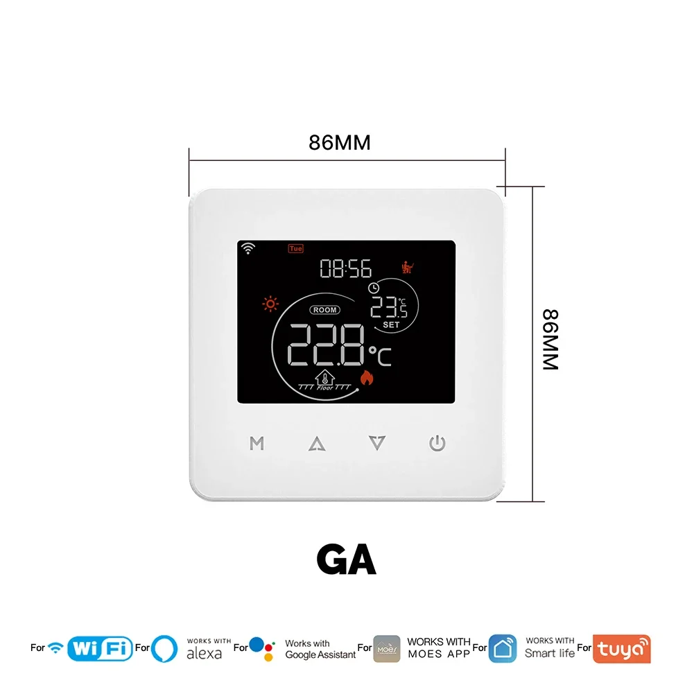 Termostato wi-fi para sistemas tuya com controle remoto por voz para água, caldeira a gás elétrica, aquecimento de piso e função de temporizador