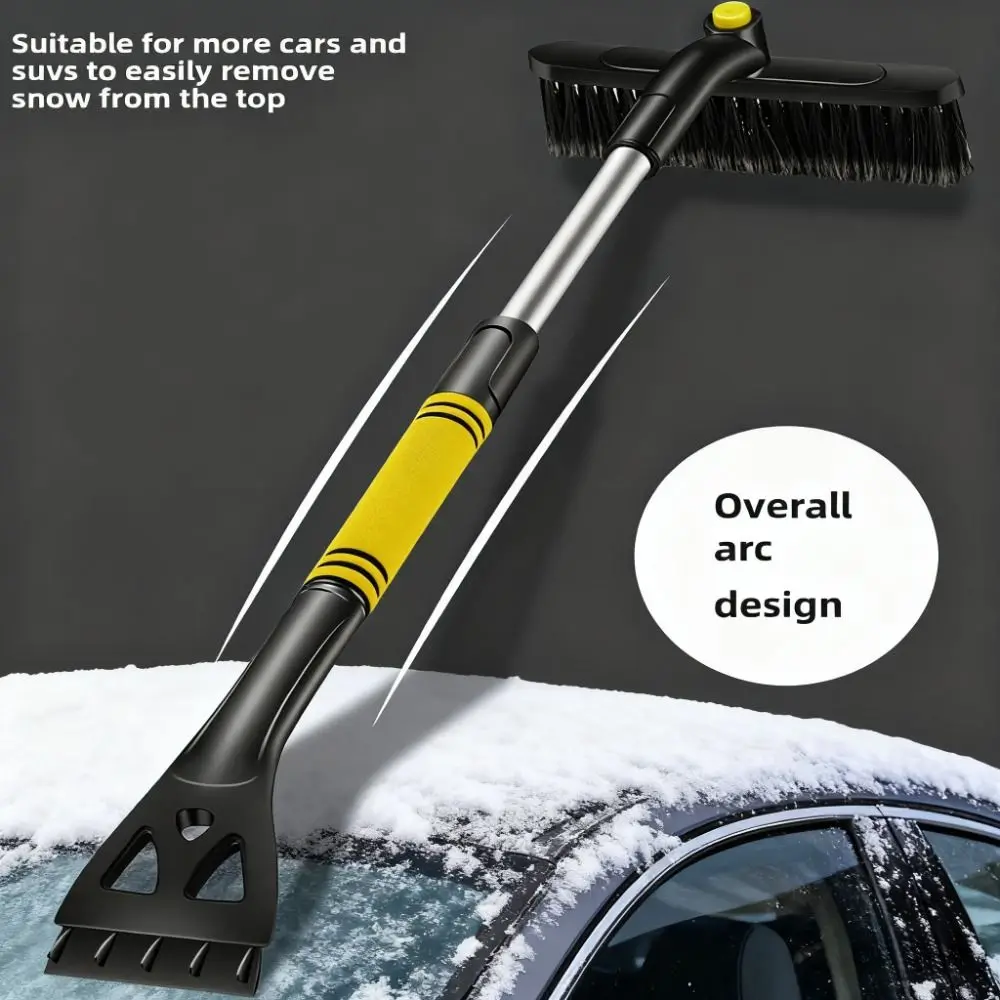 Extendable Pole Car Snow Brush Detachable Aluminum Ice Scraper Rotatable Head Three in One Snow Removal Tool Automotive Use