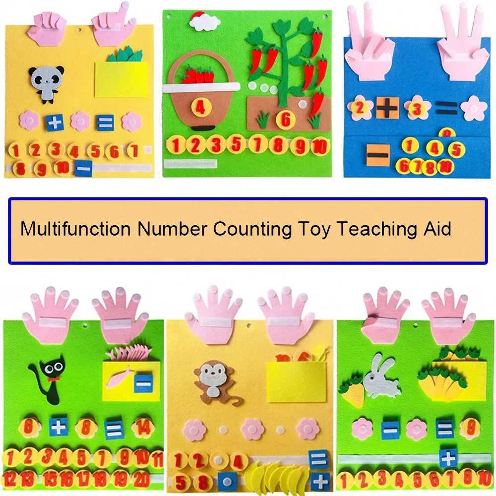 Baby Montessori Math Educational Toys Numbers Counting Toy Animal Vegetable DIY Non-woven Math Toys Learning Toys Children