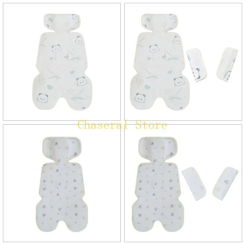 

E7CE Essential Baby Strollers Mat Cooling Pad Ice Silk Seating Cushion for Toddler 0 to 3 Years with/no Belt Cover