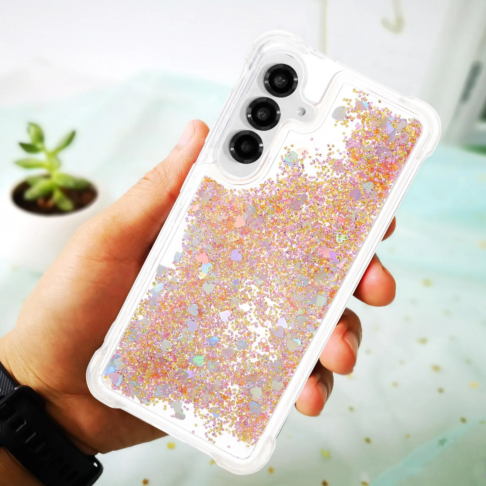 Quicksand Drop Protection Phone Case Compatible S25 Plus Soft Tpu Non Slip Mobile Cell Phone Cover for Women Girls view 3