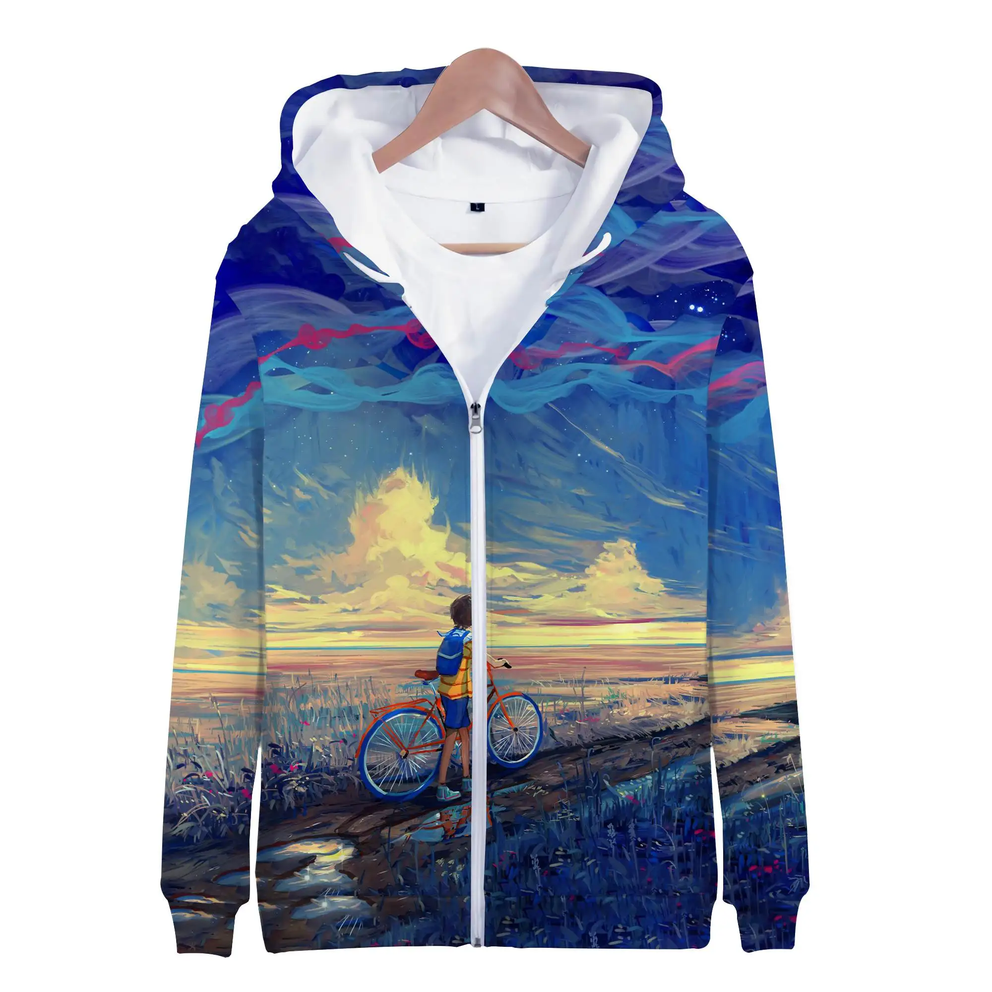 Hoodies Anime Grunge Graffiti 3D Print Zipper Sweatshirts Boy Girl Sweatshirts kids Cartoons Fashion Long Sleeve Oversized Coat