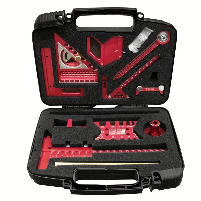Woodworking Measurement Tool Kit with Storage Box Layout Plank Splicing Aid for Project Planning Precision Carpenter