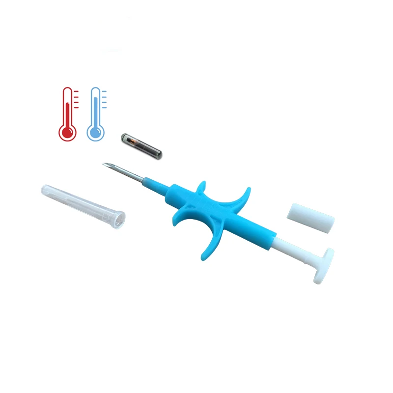 Injectable Animal Temperature chip with syringe ISO11784/85 FDX-B 134.2KHz 2.12*12mm Bio-glass for pets dogs, cats, cattle, goat