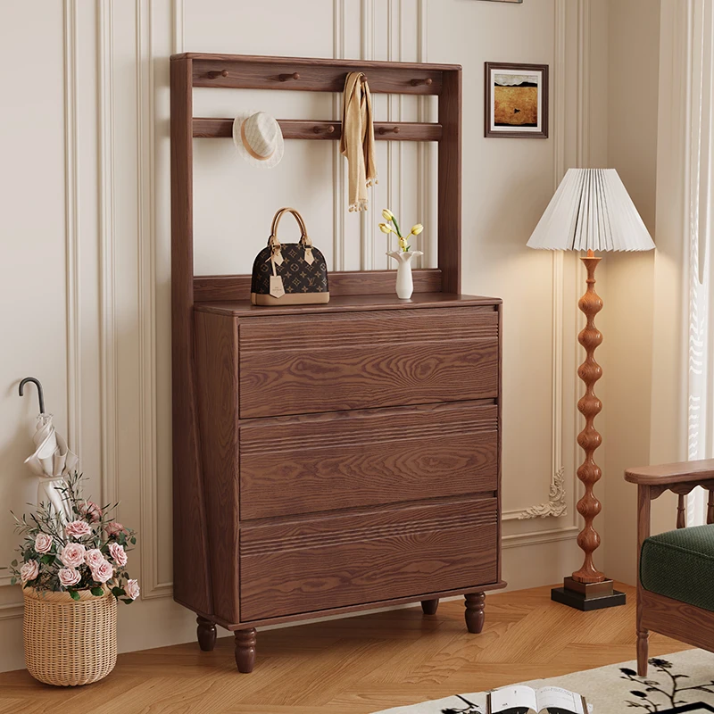 32.5''-58.8'' Extendable & Rotating Solid Wood Shoe Cabinet With 1 Drawer Multifunctional Storage For Living Room And Home Bar