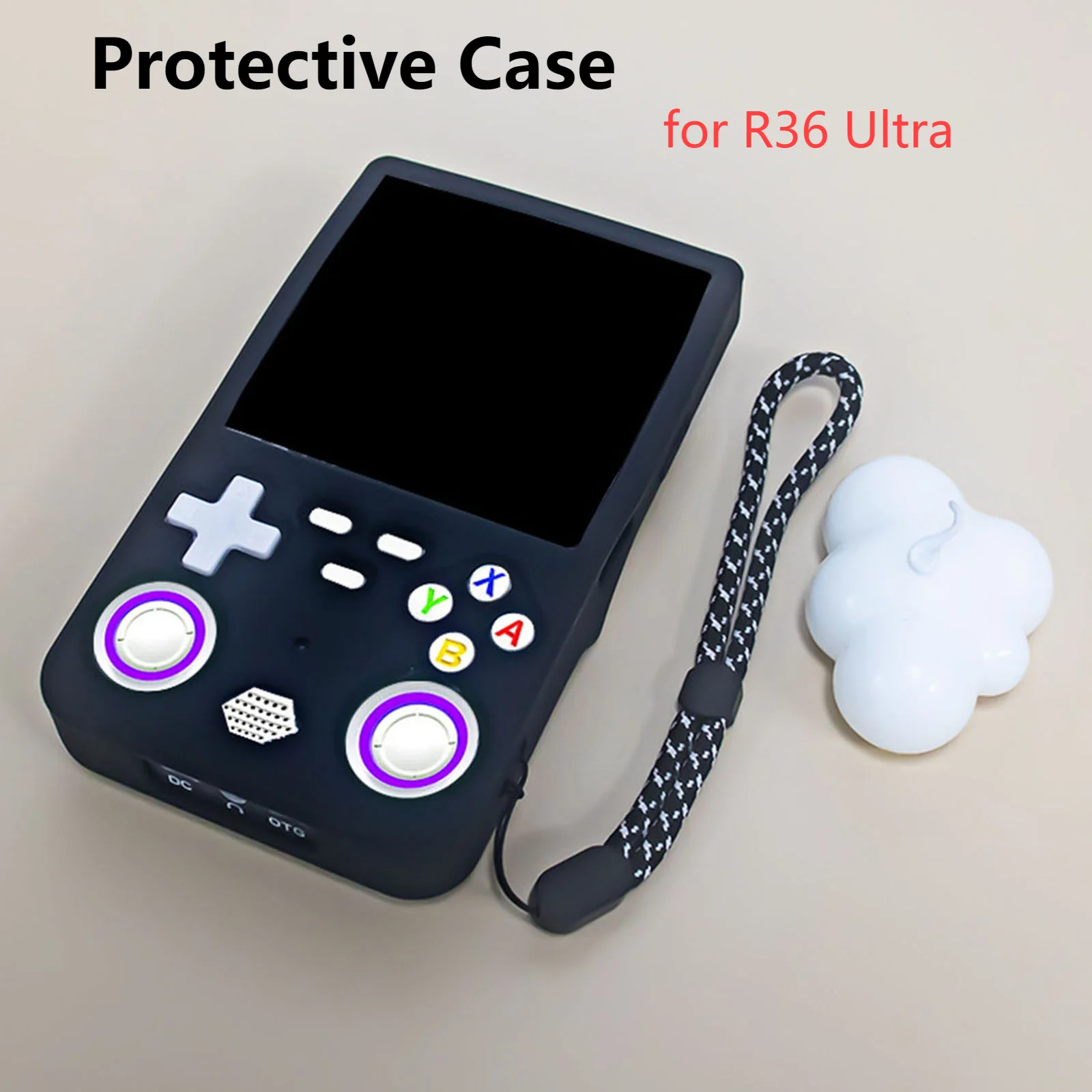 Games Console Soft Cover for R36 Ultra Retro Handheld Game Console Soft Drop-proof Protector Skin with Lanyard Game Accessories