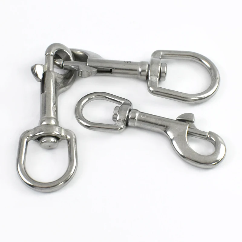 2Pcs 304 Stainless Steel Single Ended Swivel Snap Hooks Metal Buckles Dog Leash Strap  Keychain Flag Pole Rope Carabiner Clasp