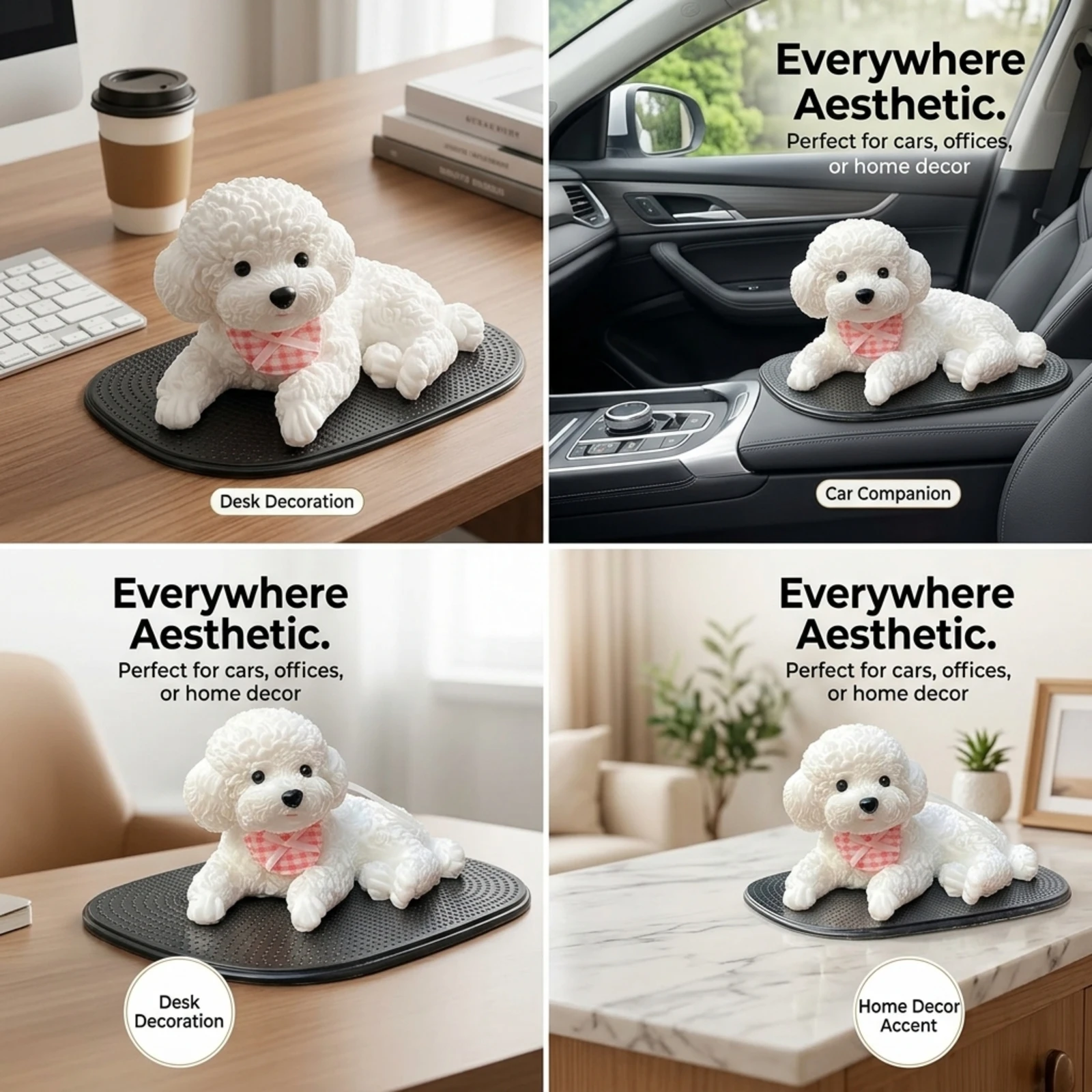 Teddy-Pudel-Welpen-Auto-Ornament, niedliche Hundefigur, Armaturenbrett-Innendekoration, Auto-Styling-Dekor, Geschenk – Detail 9