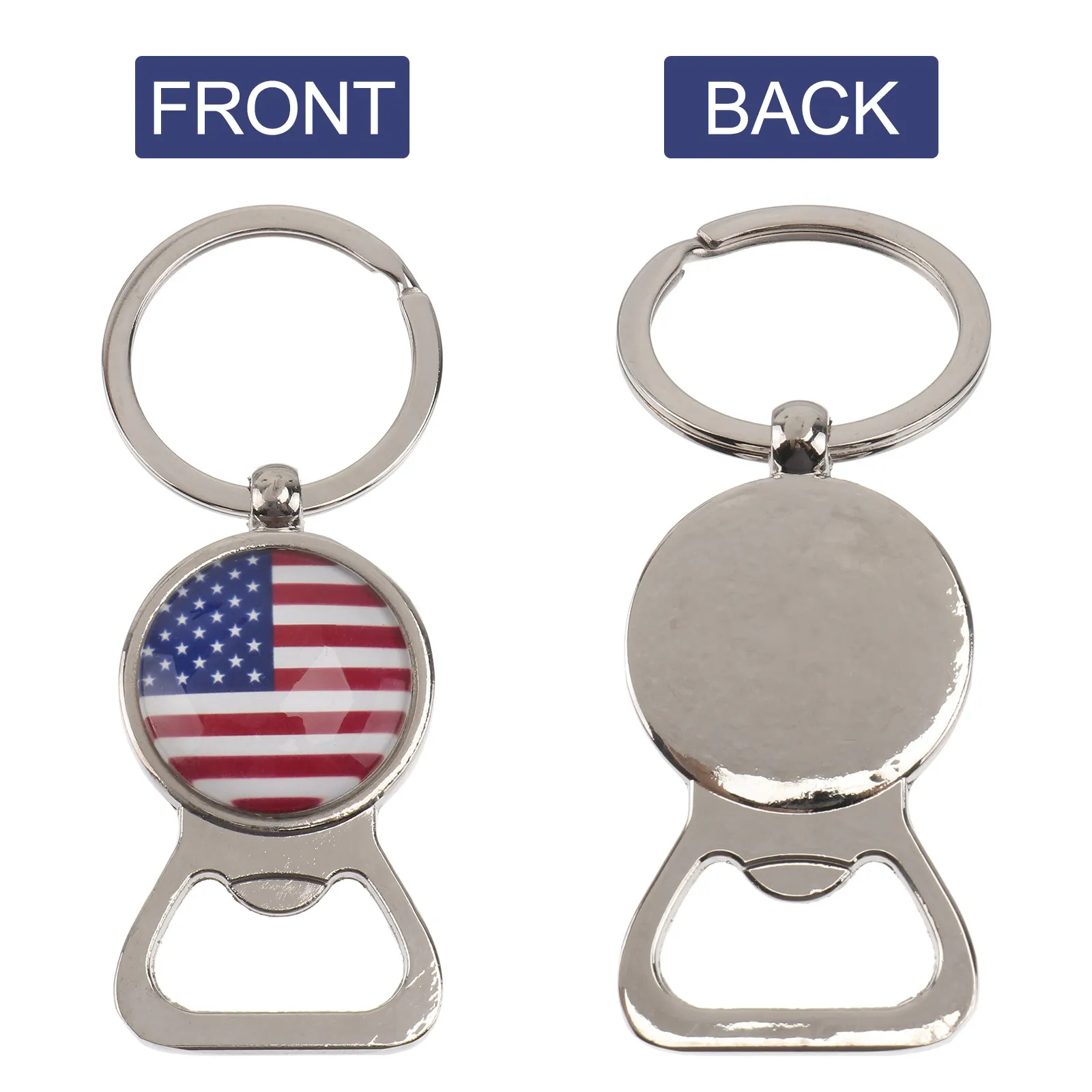 Creative Us Flag Keychain Bottle Opener Stylish Key Ring Patriotic Gift Metal Bottle Opener Keychain for Bag Car Phone