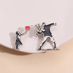 Klassieke Banksy Art Design Collectie Emaille Pin Cool En Humoristische Skater Jongen Meisje Broches Badge Decoratie Revers Sieraden Cadeau