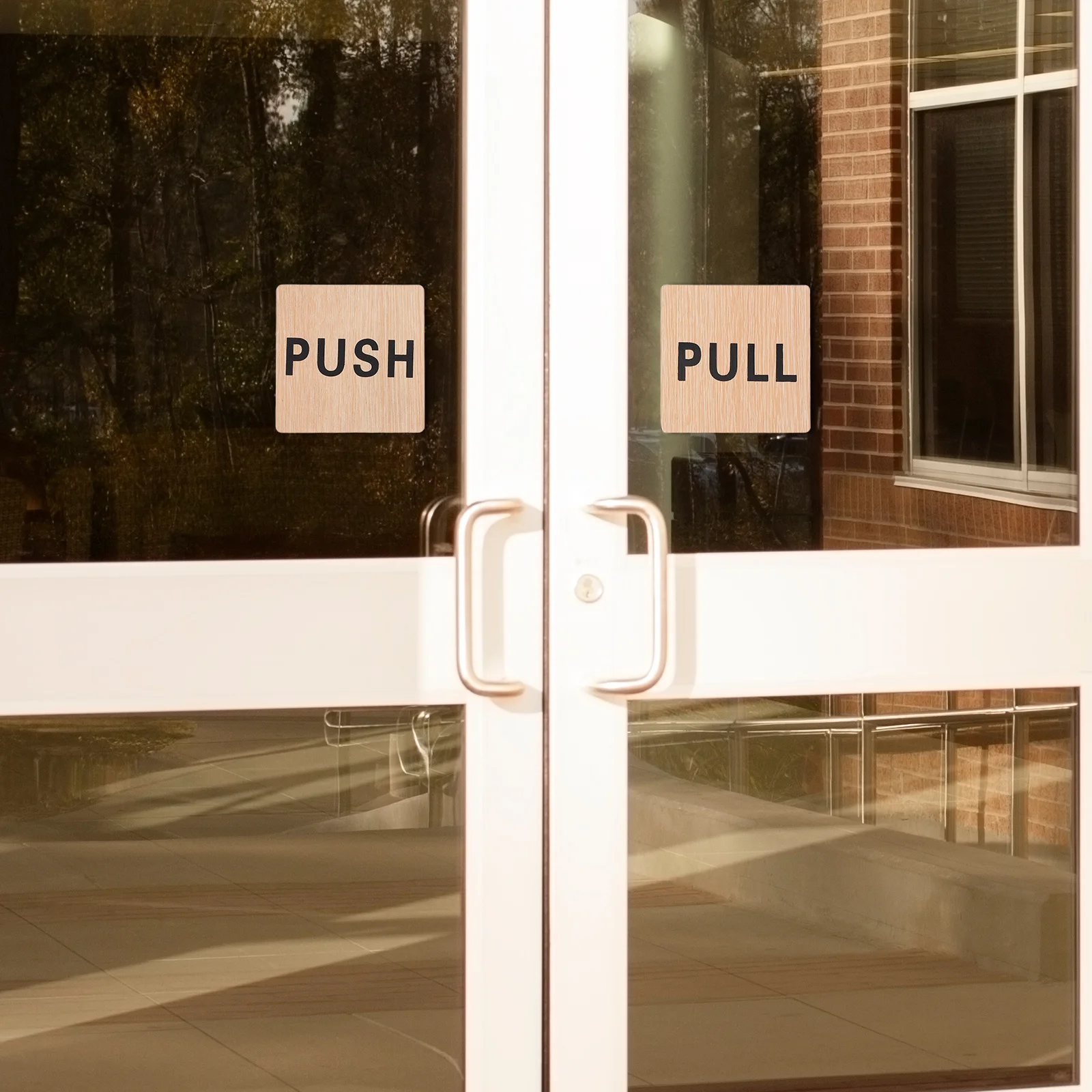 

2pcs Wooden Push Pull Signs Door Indication Sign For Glass Office Store Restaurant Door Sign Wood Entrance Signage High