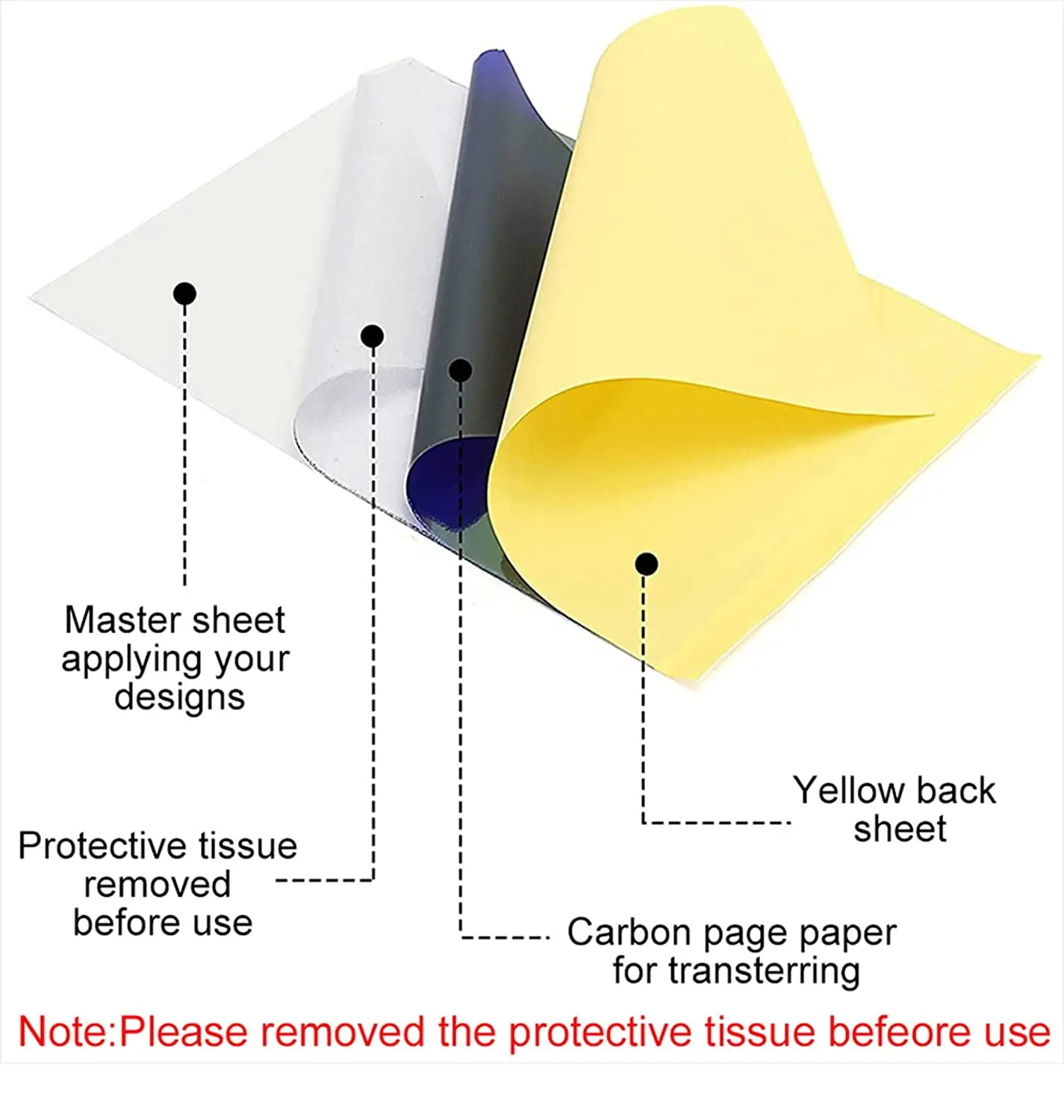 Tattoo Transfer Paper 4 Layers Thermal Stencil Paper A4 Size Tattoo Tracing Paper for Tattoo Transfer Printer Machine Kit Papers