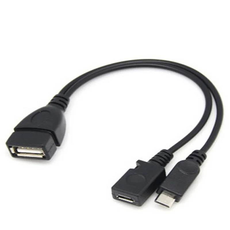 

1pc 2 In 1 OTG Micro USB Host Power Y Splitter USB Adapter To Micro 5 Pin Male Female Cable