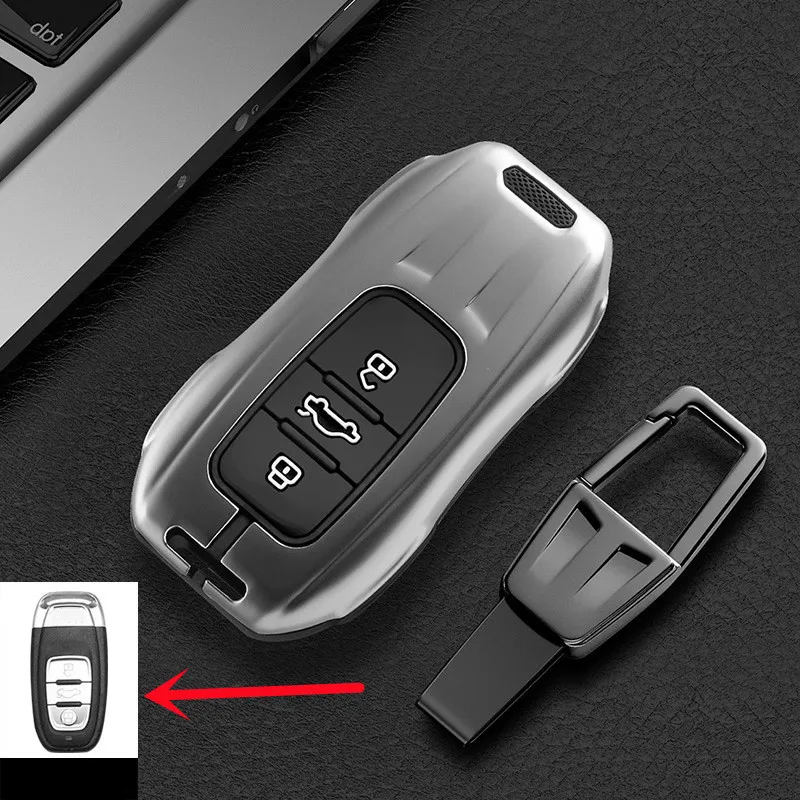 

SportsCar Model Zinc Alloy Remote Key Case Cover For Audi A4 A1 A3 S4 B7 B8 A6 A5 A7 A8 Q5 S5 S6 Q7 Car Accessories Keychain