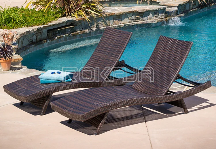 Beach Double Lounger Daybed Patio Couch Rattan Beach Chair Unique Design Outdoor Chaise Furniture Wholesale