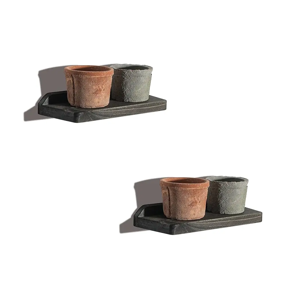 

Small Floating Shelves For Wall Set Of 2 Natural Wood Trapezoid 10×4Inch Mini Wall Shelf Decor Plant Display Mounted Kitchen