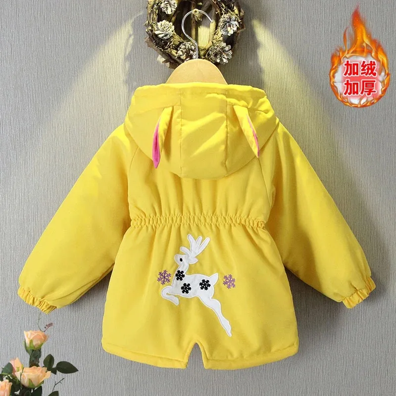 Keep Warm Winter Jackets For Girls Cute Christmas Little Princess Coat Thick Kids Windbreaker Hooded Children Outerwear Clothing