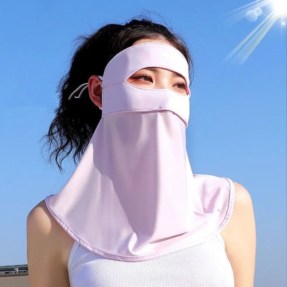 

Fashion Summer Full-Face Sunscreen Veil UPF 50+ Breathable Ice Silk Face Cover Anti UV Outdoor Neck Wrap Cover Woman/Man
