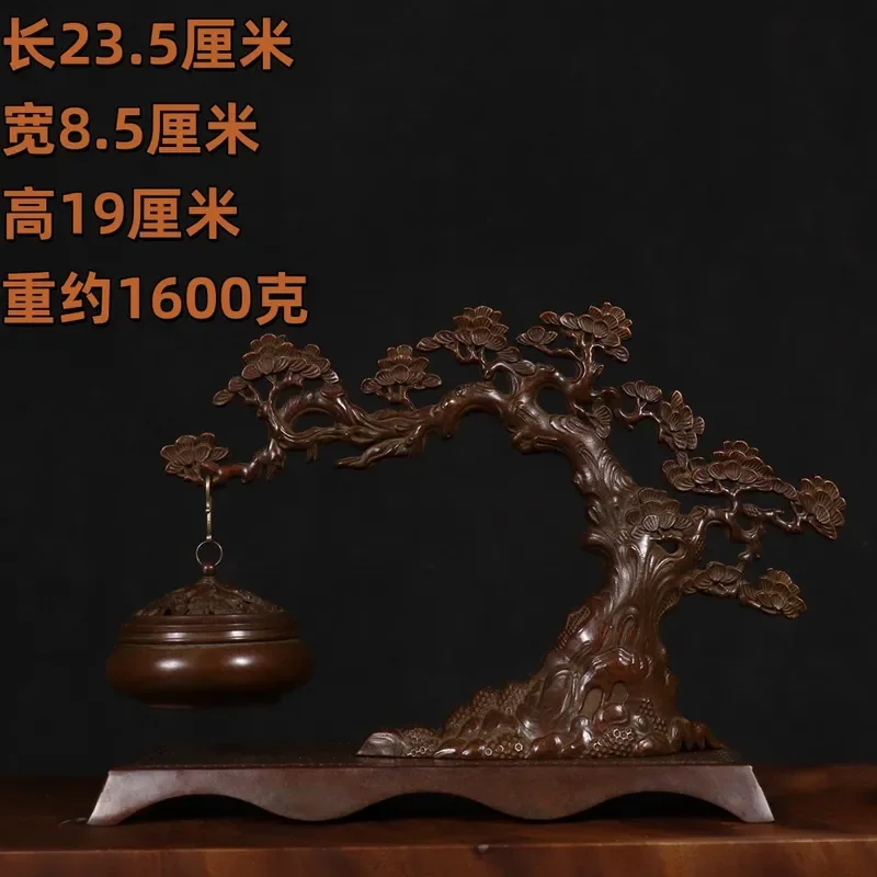 Pure Copper Hanging Incense Burner Chinese Style Eternal Pine Design Indoor Home Decor Sandalwood Holder Ornament Gift