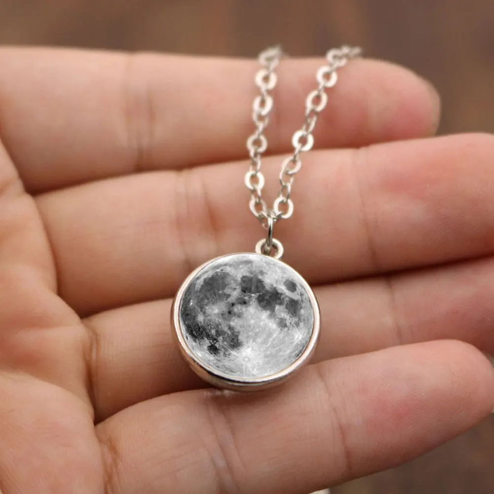 

2 шт. двусторонний стеклянный шар с подвеской в виде луны, ожерелье из прочного сплава, женские ювелирные изделия, подарок на день рождения, День святого Валентина