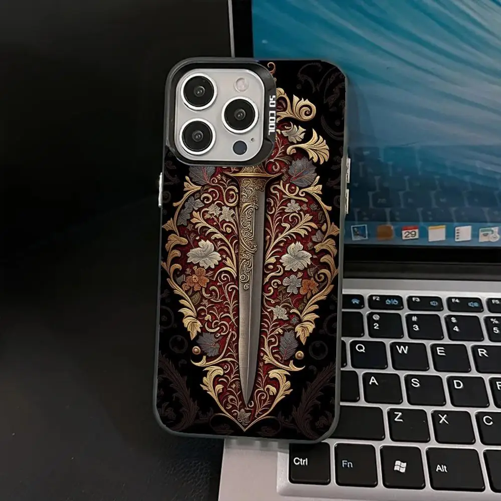 

Super cool sword pattern design case for iPhone 16 15 14 13 12 11 Pro/ Max/Plus shock-proof rear cover anti-fingerprint