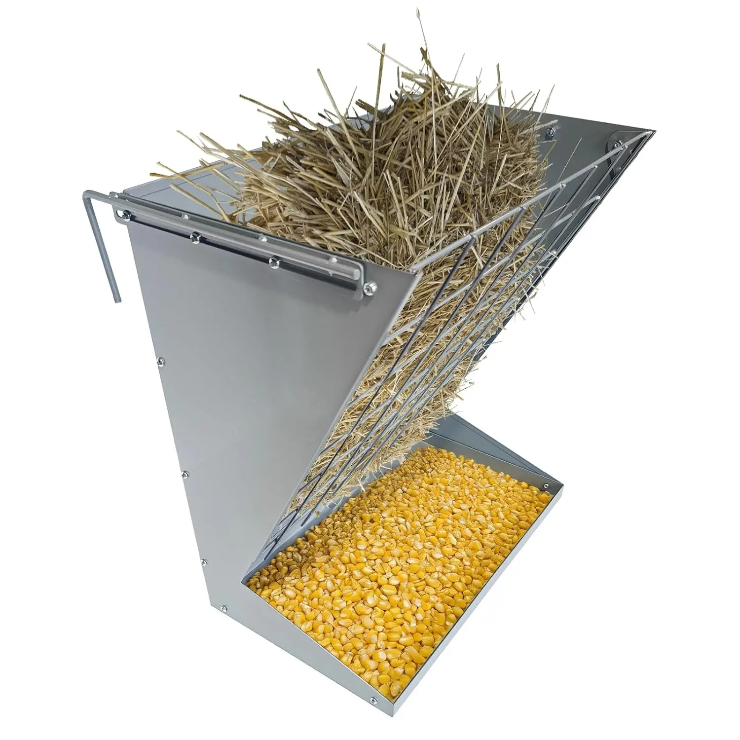 

Настенная кормушка для сена для сельскохозяйственных животных, коз, овец, лошадей, 2-в-1, из высокопрочной стали, для сена и зерна/соли