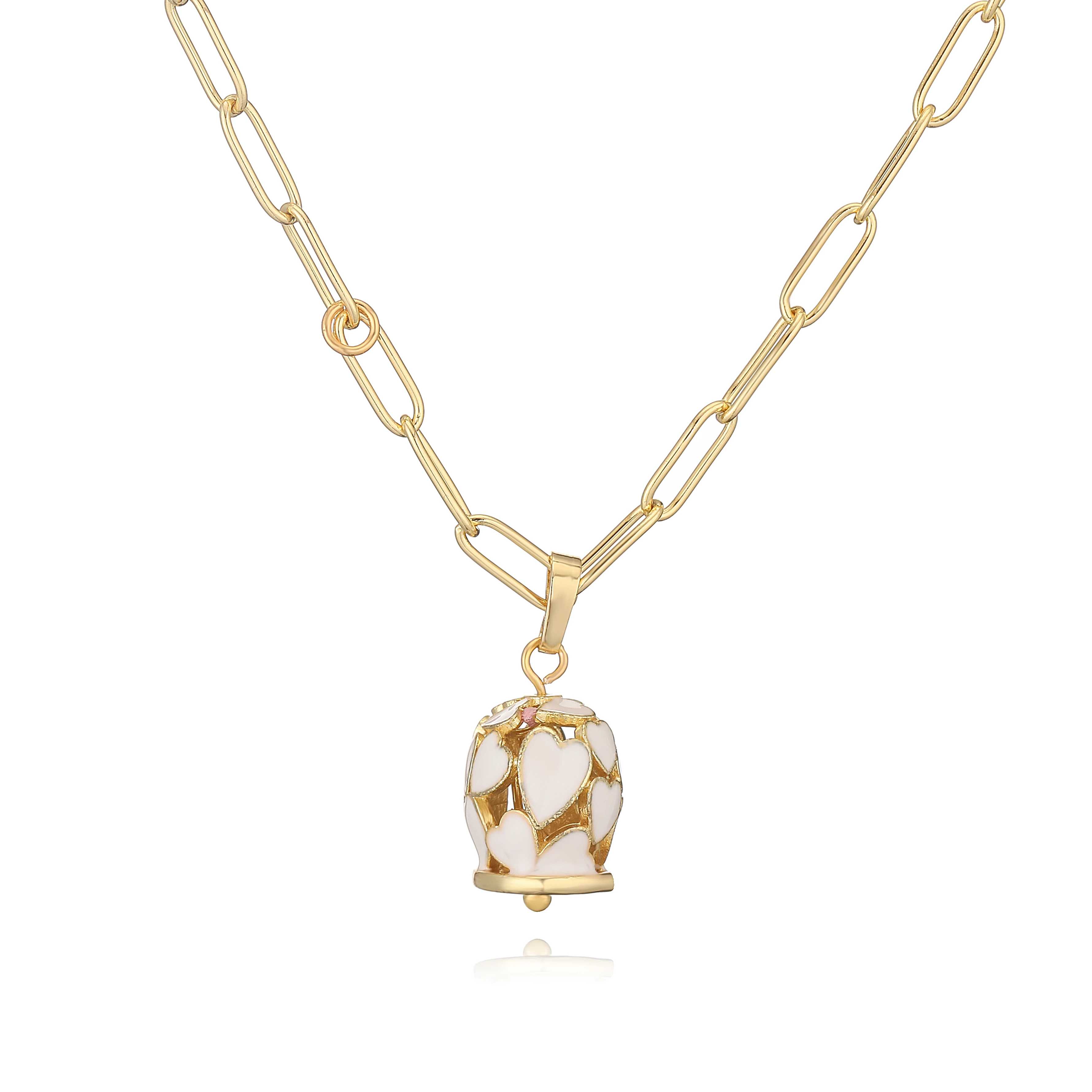 HECHENG ، المينا نازف النفط موضة بسيطة على شكل قلب جرس قلادة البوهيمي عطلة نمط المرأة مجوهرات قلادة 1 قطعة