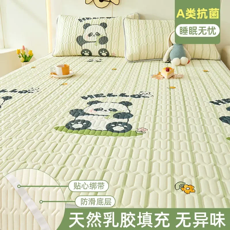 

Summer Latex Cooler Mat Bed Linens Set Home Textile Cute Panda Printing Cool Bed Sheet Single Double Bedspread with 2 Pillowcase