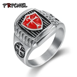 Alta calidad 2019 nuevo anillo cruzado para hombres Color plata moda caballeros reales templarios joyería de dedo anillos masculinos Anel